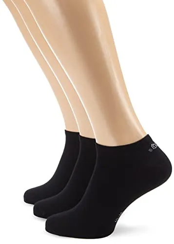 s.Oliver Unisex 3er Pack Sneakersocken mit weichem Bund Damen & Herren Füßlinge, Gr. 35-38, Schwarz (05 black)
