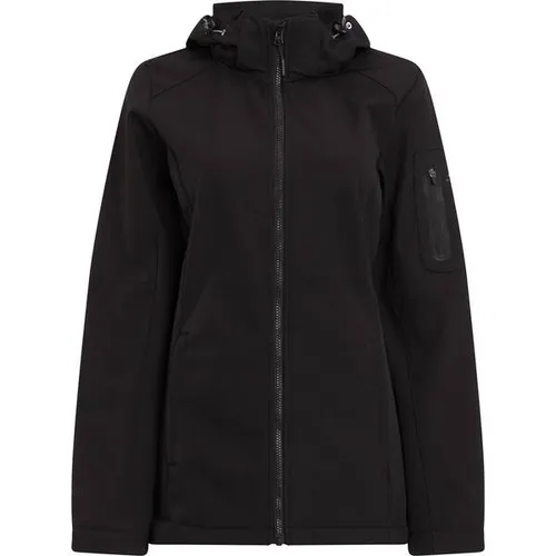 McKINLEY Damen Jacke Kadino - Leichte Softshelljacke - Wanderjacken für Damen, idealer Wetterschutz mit Bewegungsfreiheit. Die Kadino Softshelljacke bietet elastischen VENTMAX Schutz und eine verstellbare Kapuze, perfekt für sportliche Wanderungen.