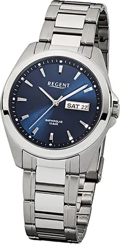 Regent Quarzuhr F-526 - Elegante Herrenuhr mit silbernem Armband, ideal für jeden Anlass und zeitlos im Design.