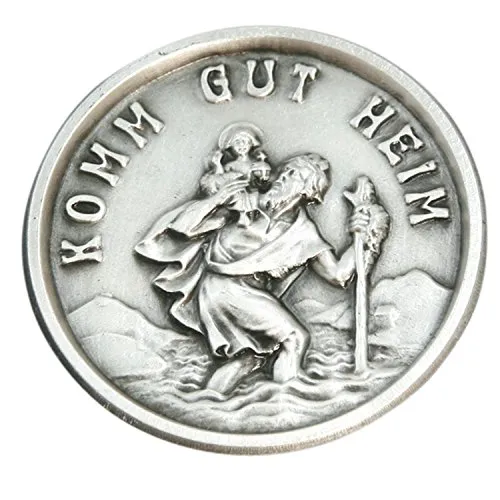 Auto-Plakette CHRISTOPHORUS Ø 2,9 cm – Schutzpatron der Reisenden – mit Magnet & Klebepad – CHRISTOPHERUS Automedaille mit Gravur Komm gut heim – Geschenk fürs Auto – MaMeMi