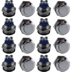 Stück 16mm IP65 Klingel Taster Taste Drücker F Drucktaster Knopf KFZ Klingelknopf Hupe Hupenknopf 12V 24V 48V 2A Türklingel Klingelknopf Klingel 50