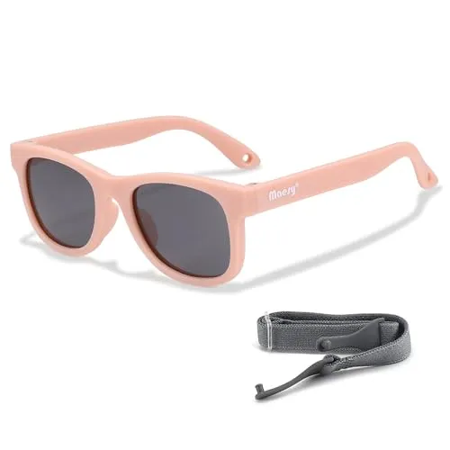 Maesy Baby Sonnenbrille für 0-2 Jahre - UV400 Polarisierter Schutz - Flexibler und Biegsamer Rahmen - Verstellbares Gummiband - Sichere und Bequeme Babysonnenbrillen - Quadratisch - Indi