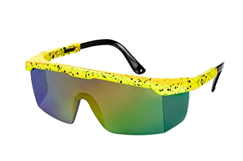 WILBERS & WILBERS 20138-80er Jahre Brille mit Spiegelglas, Skibrille, Partybrille für Karneval, Gelb