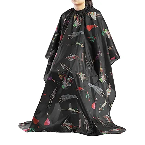 FILFEEL Friseurumhänge, Friseur Kleid Frisier-Umhang zum Schneiden schwarz mit roten Streifen Salon Hair Cut Schürze Barbers Hair Cutting Styling Cape für Erwachsene Muster