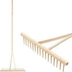 Holzrechen, 16 Zinken, für Heu, für Laub, Holzstiel