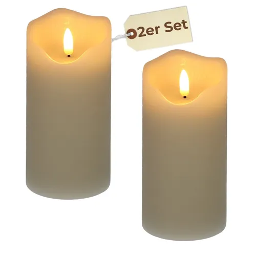 2er Set Led Echtwachskerzen Elektrische Kerzen flackernd batteriebetrieben