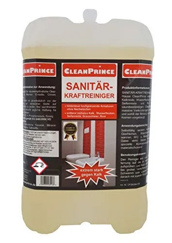CleanPrince Sanitär-Kraftreiniger 500 ml - Reinigungsmittel, entfernt selbsttätig Kalk, Wasserflecken und Seifenreste von Kacheln, Fliesen und mehr – ideal für hygienische Sauberkeit in Bad und WC.