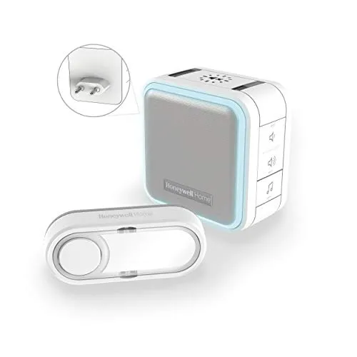 Honeywell DC515SP2 Funkgong Komplett-Set - Türklingelanlage mit 7 einstellbaren Farben und LED-Blitzlicht für visuelle Meldungen. Der Schlafmodus sorgt für Ruhe, während die Honeywell-ActivLink Technologie eine zuverlässige Verbindung garantiert.
