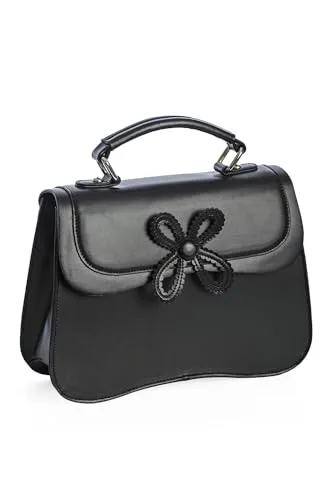 Banned Retro Schultertasche Noelle Black Vintage Handtasche Umhängetasche Schleife 50er