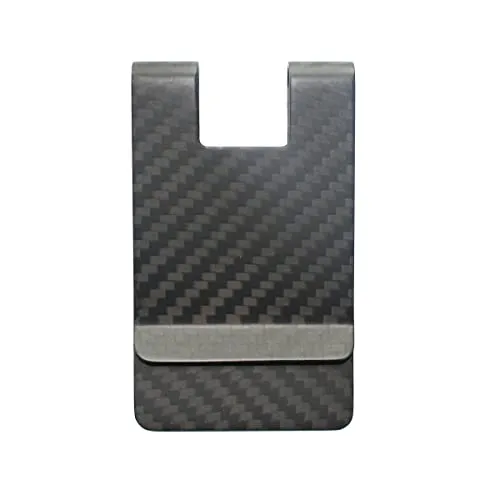 Medifier Geldklammer aus Kohlefaser, Visitenkartenetui für Damen oder Herren, Vordertasche, schlankes Leder, Geldscheinhalter, glänzendes Schwarz, Matt, Modern