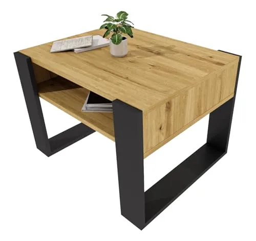 möbelkap Couchtisch 65×53.6 cm – Moderner Wohnzimmertisch aus Holzwerkstoff mit zusätzlicher Ablagefläche