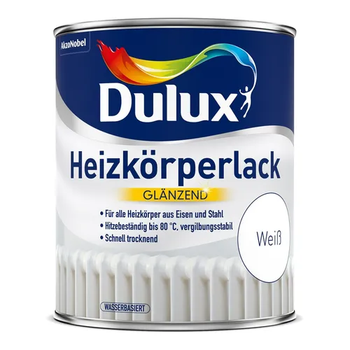 Dulux 5194741 Heizkörperlack Weiß Glänzend 750ml Lack für Heizkörper Eisen Stahl