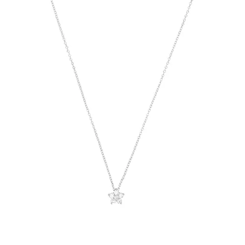 amor 925 Sterling Silber Halsschmuck - Damen Halskette (50 cm) mit funkelndem Stern-Anhänger, besetzt mit sechs weißen Zirkonia, gefertigt aus anlaufgeschütztem Silber 925 und ideal als Geschenk in einer eleganten Schmuckbox.