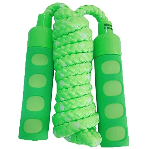 BEST SPORTING Springseil mit Softgriffen, 200 cm - gelb, grün, rot, blau I Springseil Kinder I Springseil für Kinder I Springen I Seil ideal für Fitness I Training I Spiel I Fett Brennen Übung I grün