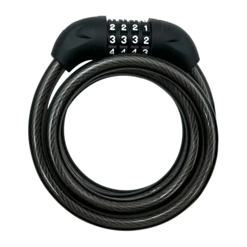 Garden Feelings crtrend BIKEMATE Premium Fahrrad Schloss ca. 180 cm - Spiralkabelschloss mit Wendeschlüssel/Zahlenschloss mit 4 Reihen (Zahlenschloss Black)