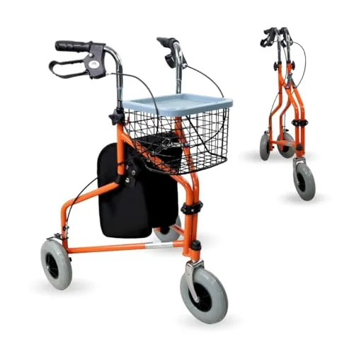 Mobiclinic Caleta Rollator - Faltbarer Gehwagen für Senioren - Robuster Rollator aus Stahl, höhenverstellbar und ideal für den Alltag. Ausgestattet mit Korb und Rückentasche für einfachen Transport Ihrer persönlichen Gegenstände.