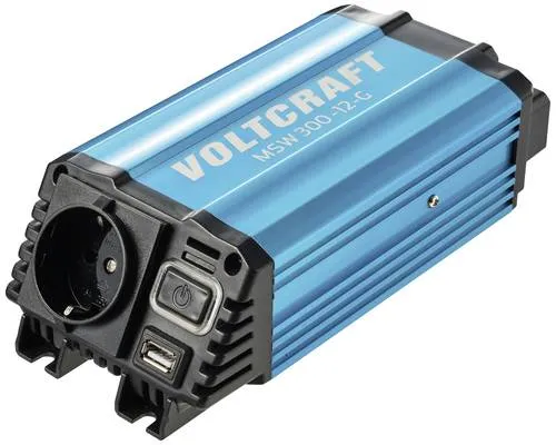 VOLTCRAFT Wechselrichter MSW 300-12-G 300W - Generator für 12 V/DC zu 230 V/AC Umwandlung, ideal für Camping und mobile Anwendungen mit 85 % Wirkungsgrad und umfassendem Schutz.