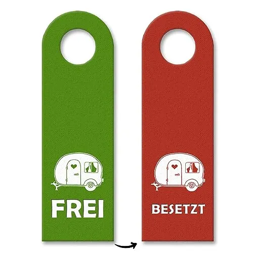 trendaffe - Frei oder Besetzt Camping-Türhänger in grün-rot Camping Klo Toilette Wohnmobil