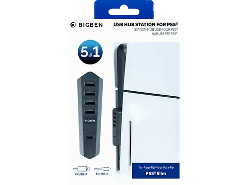 NACON USB-Hub für PS5 - 1x USB-C und 4x USB-A Anschlüsse, ideal für Controller und kompatibel mit PS5 Slim-Modellen