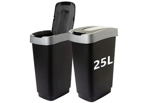 Mülleimer Küche Abfalleimer mit Deckel (2er Set) 25L - Mülltrennsysteme, 2er Set mit 25L Volumen pro Mülleimer für optimale Mülltrennung und frische Küchenluft dank Schwingdeckel.