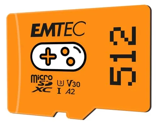 EMTEC Gaming 512 GB microSDXC Karte - Speicherkarten für Gaming, mit A2 und V30 für schnelles Laden von Apps und 4K-Videos. Ideal für Gamer, die hohe Leistung und Kapazität benötigen.