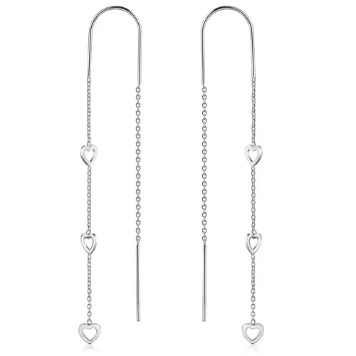 MATERIA 925 Silber Ohrringe Durchzieher - Elegante Damen Ohrhänger in Herzform - Ohrschmuck aus hochwertigem 925 Sterlingsilber, ideal für besondere Anlässe wie Hochzeiten oder Valentinstag. Die durchziehbare Form sorgt für einen modernen Look.