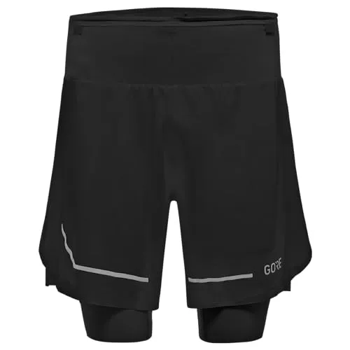 GORE WEAR ULTIMATE 2IN1 SHORTS Herren Schwarz S 100759-9900.05S - Hosen für Läufer - Ultraleichte 2in1 Shorts mit innovativem Taschendesign für maximalen Stauraum und Unterstützung auf langen Strecken.
