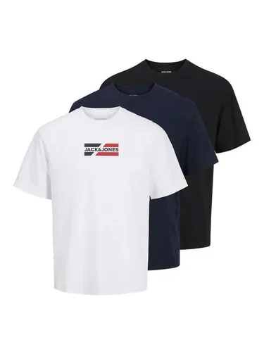 JACK & JONES JJECORP GRAPHIC TEE SS O-3PK MP NOOS - Herren-Shirts im 3er-Pack mit modischem Aufdruck, aus 100% Baumwolle für hohen Tragekomfort und relaxed fit.