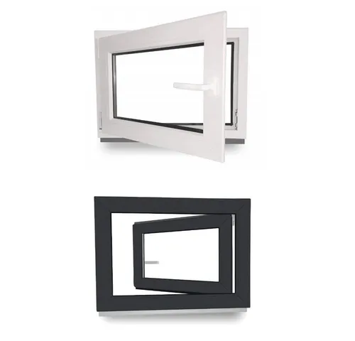 JeCo Fenster Kellerfenster Kunststoff innen weiß / außen Farbe 2-fach Verglasung