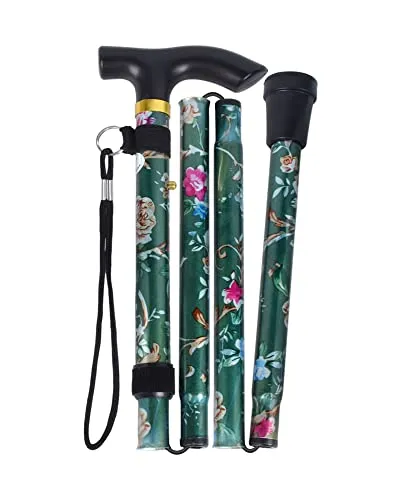 SPDYCESS Klappbarer Gehstöcke aus Aluminium, Buntes Blumenmuster Wanderstock Faltbar, Leicht Tragbare Spazierstock für Herren Damen Trekking Camping