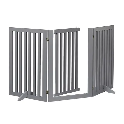 Absperrgitter Treppenschutzgitter für Hunde - Tür- & Treppenschutzgitter mit bohrloser Montage, ideal für breite Öffnungen über 140 cm und in elegantem Grau.