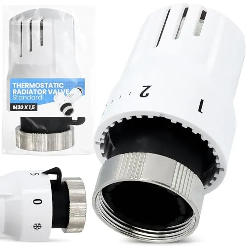 Produktbild Thermostatkopf Thermostat Kopf Heizkörper Regler Heizkörperthermostat Heizung Ventil Heizungsventil Heizungsthermostat Büro Zuhause Badezimmer Weiß