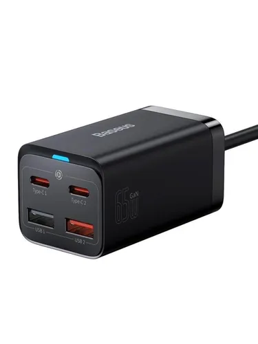Baseus GaN3 Pro Schnellladegerät - 65W PD, 2x USB-C & 2x USB, schnelles Laden für bis zu 4 Geräte gleichzeitig, kompakt und energieeffizient