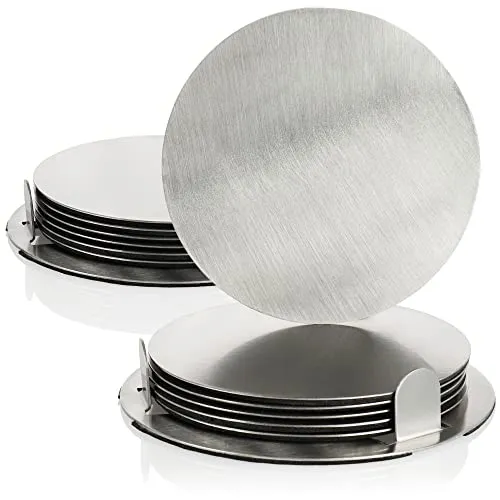 com-four® 14-teiliges Untersetzer-Set mit Halterung in silber von COM-FOUR