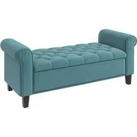 HOMCOM Polsterbank in Samtoptik - Stylische Sitzbank mit Stauraum für Decken oder Kissen, bis 120 kg belastbar – ideal für Schlafzimmer oder Flur, 126 x 48,5 x 47 cm.