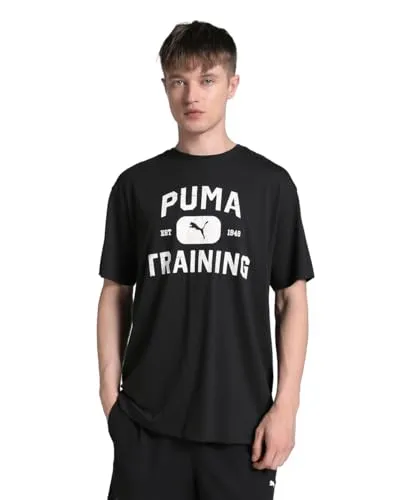 PUMA Unisex M Graphics Train Logo Relaxed Tee T-Shirts, PUMA Black,