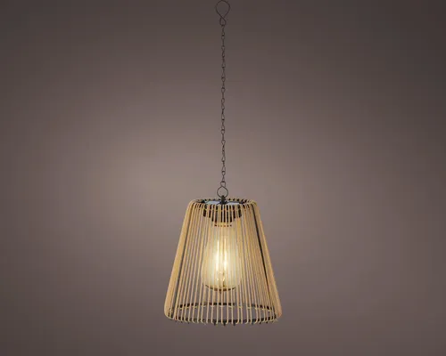 Solar LED Pendellampe Outdoor 17,5cm Rattan-Optik Beige / Warmweiß
