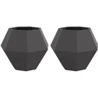 vidaXL Pflanzkübel 2er Set Schwarz 75 x 75 x 60 cm - Robuste Pflanzkübel aus hochwertigem Stahl für den Außenbereich. Ideal zur stilvollen Gestaltung von Gärten, Balkonen und Terrassen – langlebig und pflegeleicht.