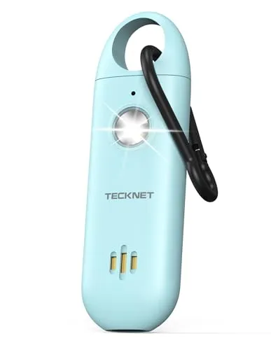 TECKNET Persönlicher Alarm für Frauen, Taschenalarm mit 130dB Sirene und LED Signalleuchte, USB Type-C Wiederaufladbar Self Defense, Persönlicher Alarm, Kinder, ältere Menschen, Nachtschicht