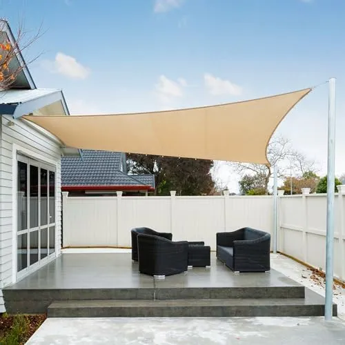 AXT SHADE Sonnensegel Wasserdicht Quadratisch 3x3m Wetterschutz Sonnenschutz PES Polyester mit UV Schutz für Terrasse Balkon Garten-Sand
