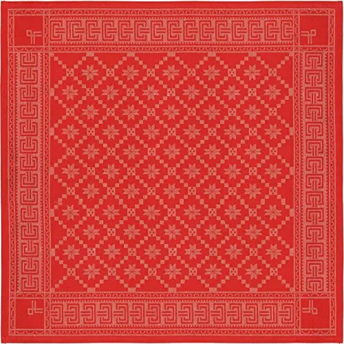 Ekelund Tischdecke ATTEBLADROSE-33, 80 x 80 cm, Rot - Tischdecke aus GOTS-zertifiziertem Bio-Baumwoll-Leinen-Mix, quadratisch und ideal für festliche Anlässe oder den täglichen Gebrauch.
