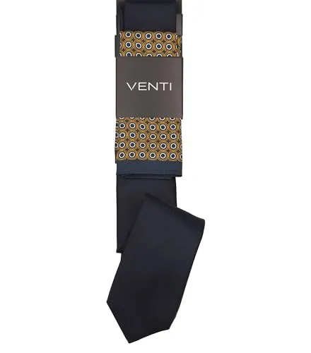 Produktbild Venti Set aus Krawatte und Einstecktuch gemustert Dunkelblau