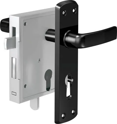Basi 9900-0002 Stumpfdrückerschloss Schwarz - Türsicherungen für Holztüren und Gartentore, universell einsetzbar mit hebender Falle und einem Dornmaß von 60 mm – ideal für flexible Anwendungen.