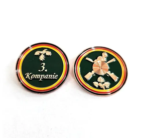 hegibaer Anstecknadel 2 Schützenfest Pins 3. Kompanie Eichenlaub Metall Anstecker 1019 (2-tlg), edel und exklusiv