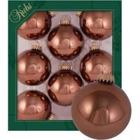 Krebs Glas Lauscha Weihnachtskugeln Hellbraun Glanz Uni 8er-Set 7cm
