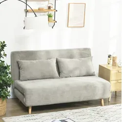 Schlafsofa Polyester Grau 141x90x81 Cm, Mit Bettfunktion Und 3-fach Verstellbarer Rückenlehne