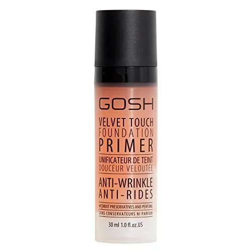 GOSH Velvet Touch Foundation Primer Anti Wrinkle, die perfekte Makeup-Grundlage | glattere & weiche Haut bei Falten & Unebenheiten | für bessere Hautelastizität | vegan, parfümfrei & farblos | 30ml, 1529-01849, 30 ml (1er Pack)