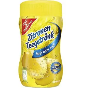 GutundGünstig Zitronen Teegetränk, 400g - Instanttee mit Zitronengeschmack, 50% kalorienreduziert und ohne künstliche Aromen. Für ca. 8 Liter erfrischenden Genuss, heiß oder kalt!