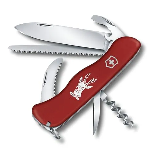 Victorinox Hunter Taschenmesser mit 12 Funktionen - Rot 0.8573 - Taschenmesser mit 12 Funktionen, rostbeständig und leicht. Ideal für Outdoor-Abenteuer und Freizeitaktivitäten.