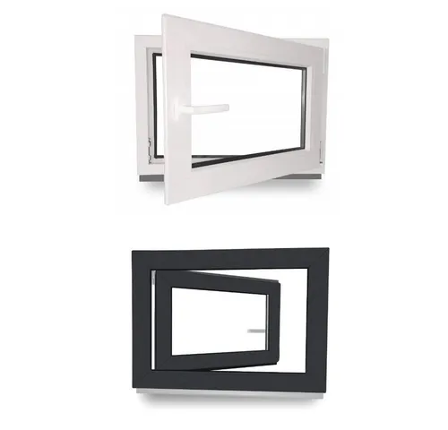 JeCo Fenster Kellerfenster Kunststoff innen weiß / außen Farbe 2-fach Verglasung